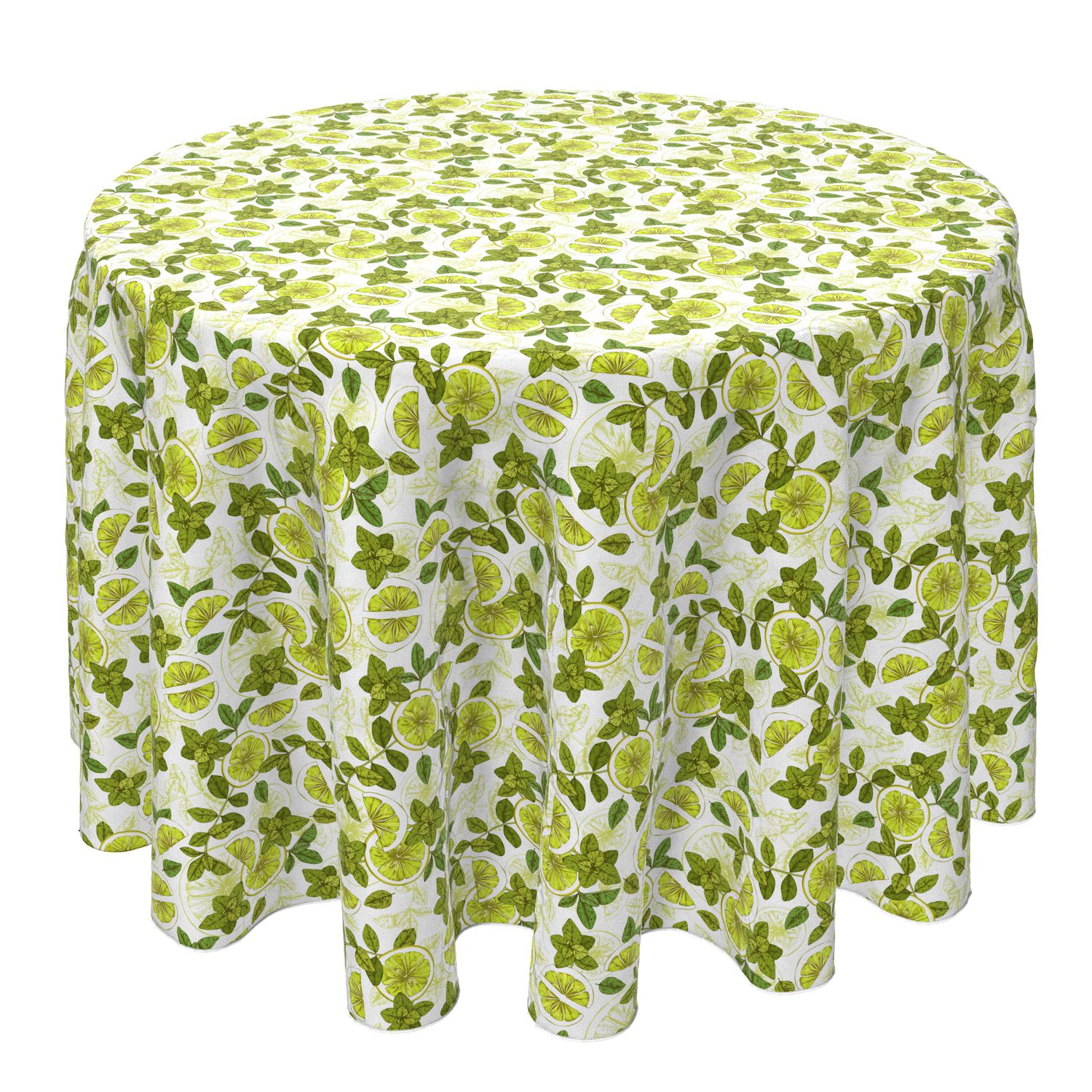 Round Tablecloth 100 Cotton 60 Round Mint With Lemons   6470818