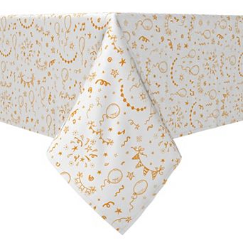 Square Tablecloth, 100% Cotton, 60x60", Hand Drawn Celebrations