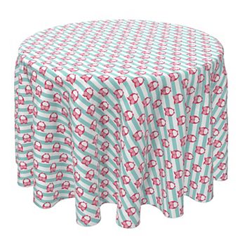 Round Tablecloth, 100% Cotton, 60 Round", Cartoon Owls in Stripes