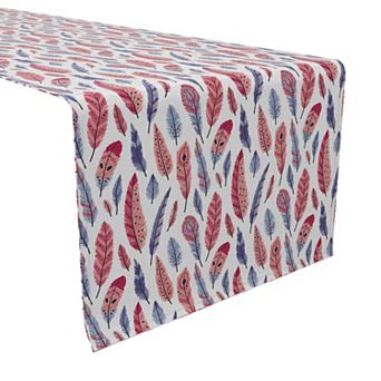 Table Runner, 100% Cotton, 16x90", Colored Feathers