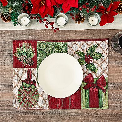 Cloth Christmas Table Placemats, Set of 6 Holiday Placemats for Xmas Decorations (13 x 18.5 In)