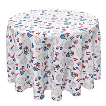 Round Tablecloth, 100% Cotton, 60 Round", 4th of July Design with Gnomes