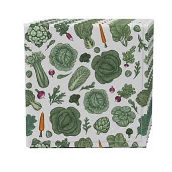 Napkin Set of 4, 100% Cotton, 20x20", Super Greens Veggie Garden