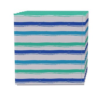 Napkin Set of 4, 100% Cotton, 20x20", Multi Blue Stripe