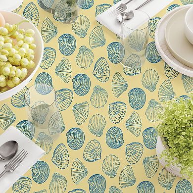 Square Tablecloth, 100% Cotton, 60x60", Beach Shells Doodle