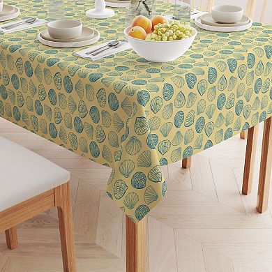 Square Tablecloth, 100% Cotton, 60x60", Beach Shells Doodle
