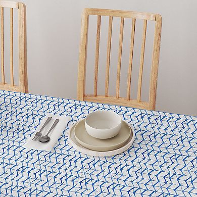 Square Tablecloth, 100% Cotton, 60x60", Blue Watercolor Style