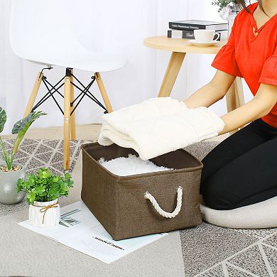 Collapsible Storage Bin Clothing Box Container Linen Baskets L Size Chocolate Color L