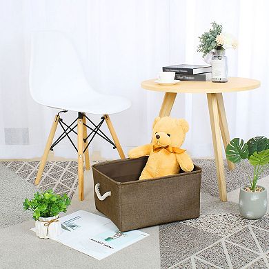 Collapsible Storage Bin Clothing Box Container Linen Baskets L Size Chocolate Color L