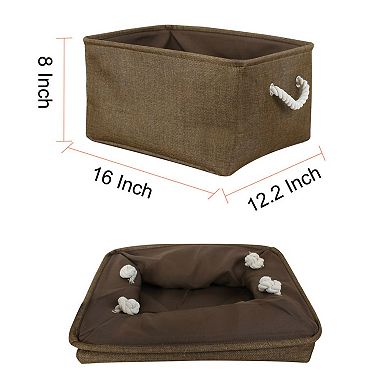 Collapsible Storage Bin Clothing Box Container Linen Baskets L Size Chocolate Color L