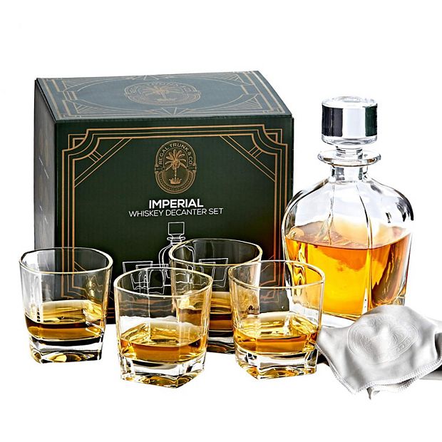 Crystal Whiskey Decanter Set with Glasses Comes In Gift Box and with Alcohol  Glass Polishing Cloth