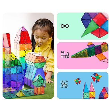 Picasso Tiles 60 PC Magnetic Tiles, Magnetic Building Blocks for Kids, Magnet for Kids 3+