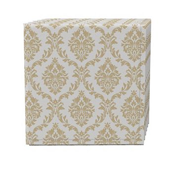 Napkin Set of 4, 100% Cotton, 20x20", Ornate Golden Damask