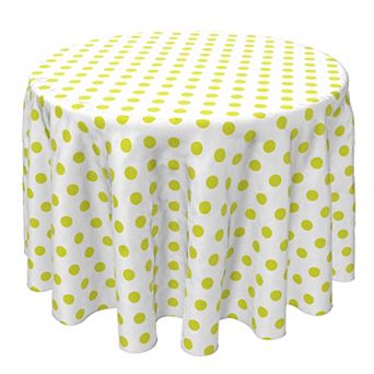 Round Tablecloth, 100% Cotton, 60 Round", Lime Polka Dots