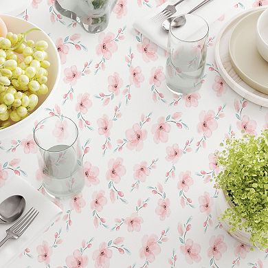 Square Tablecloth, 100% Cotton, 60x60", Blooming Cherry Blossom