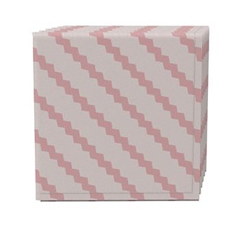 Napkin Set of 4, 100% Cotton, 20x20", Pink Abstract Stripe