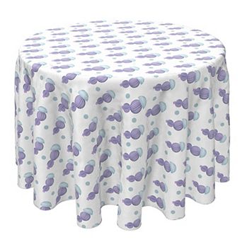 Round Tablecloth, 100% Cotton, 60 Round", Purple Cactus Plants