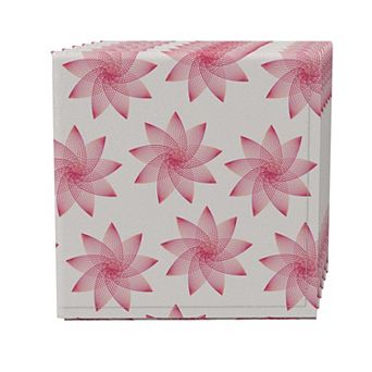 Napkin Set of 4, 100% Cotton, 20x20", Modern Pink Design Pattern