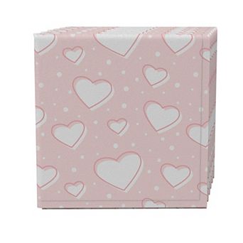 Napkin Set of 4, 100% Cotton, 20x20", Lovely Hearts Pink