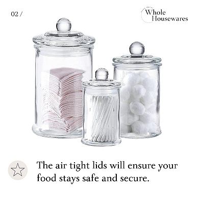 Glass Apothecary Jars With Lids For Storage And Bathroom Accessories Set