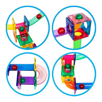 PICASSO-TILES 4 PC LED Marbles for Marble Run Race Track Building Block, STEM Toy for Kids 3+