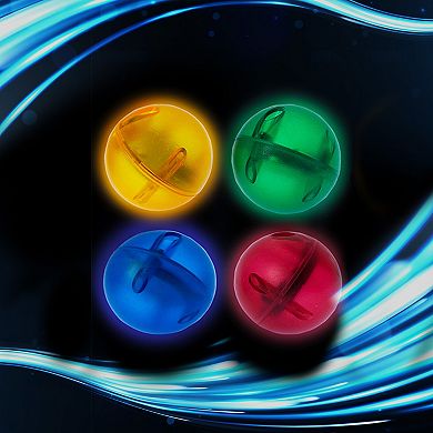 PICASSO-TILES 4 PC LED Marbles for Marble Run Race Track Building Block, STEM Toy for Kids 3+