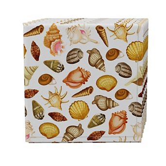 Napkin Set of 4, 100% Cotton, 20x20", Collection of Beach Shells