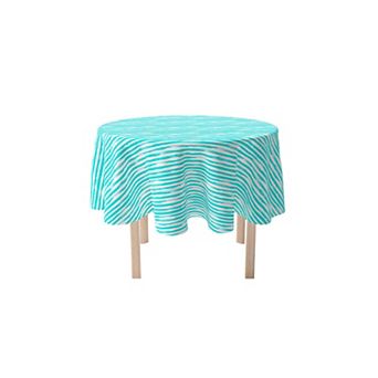 Round Tablecloth, 100% Cotton, 60 Round", Aqua Summer Stripe