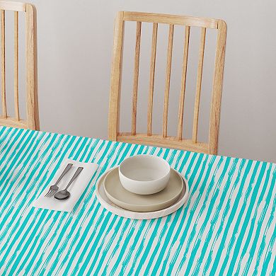 Round Tablecloth, 100% Cotton, 60 Round", Aqua Summer Stripe