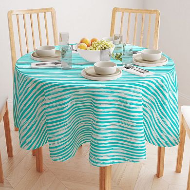 Round Tablecloth, 100% Cotton, 60 Round", Aqua Summer Stripe