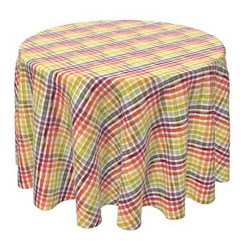 Round Tablecloth, 100% Cotton, 60 Round", Watercolor Rainbow Stripes