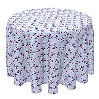 Round Tablecloth, 100% Cotton, 60 Round", Red White and Blue Fireworks