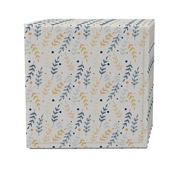 Napkin Set of 4, 100% Cotton, 20x20", Blue and Yellow Branches