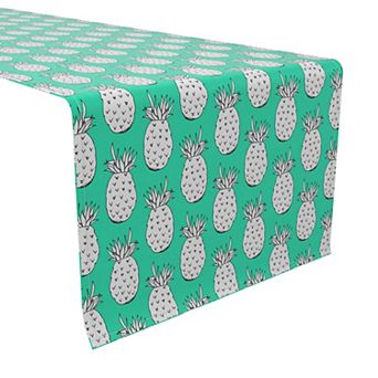 Table Runner, 100% Cotton, 16x72", Neon Pineapples