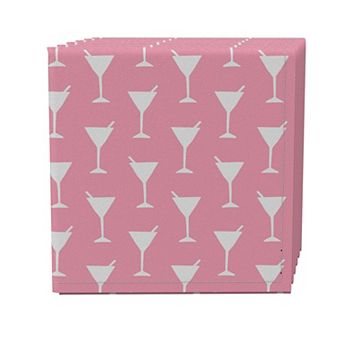 Napkin Set of 4, 100% Cotton, 20x20", Simple Martinis Pink