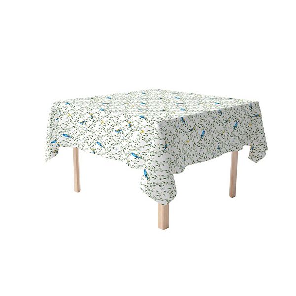 Square Tablecloth, 100 Cotton, 60x60", Birds on Vines