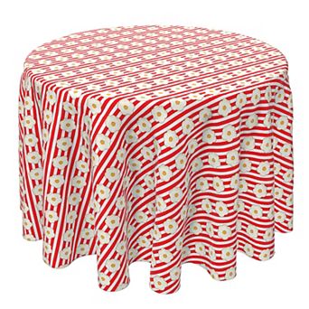 Round Tablecloth, 100% Cotton, 60 Round", Popcorn Stripe