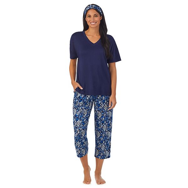 Womens Cuddl Duds® Top And Capri Bottoms Pajama Set With Headband 