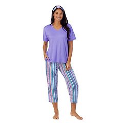Women's Beauty Sleep Social Billie 3/4-Sleeve Notch Collar Top & Pajama  Pants Sleep Set