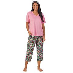 Casual Nights Women's Short Sleeve Lace Dot Capri Pajama Set