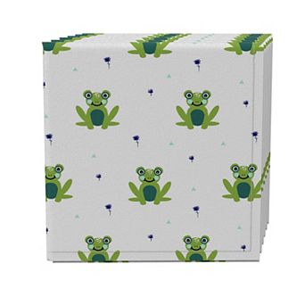 Napkin Set of 4, 100% Cotton, 20x20", Frogs in the Pond