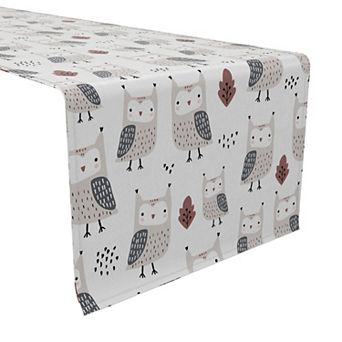 Table Runner, 100% Cotton, 16x108", Woodland Owls