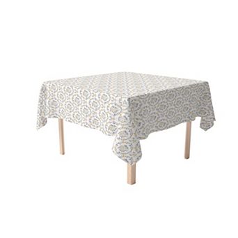 Square Tablecloth, 100% Cotton, 60x60", Elegant Floral Circles