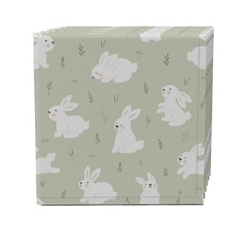 Napkin Set of 4, 100% Cotton, 20x20", Bunnies in the Grass
