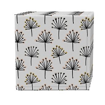 Napkin Set of 4, 100% Cotton, 20x20", Dandelion Flower Graphic