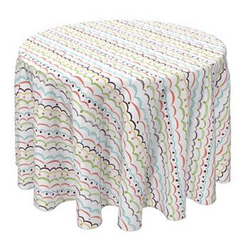 Round Tablecloth, 100% Cotton, 60 Round", Multi Doodle Stripe