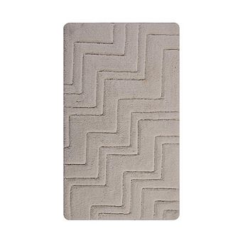 Interesting Zig Zag Pattern Super Soft Plush Cotton Absorbent Non Skid Back Bath Rug