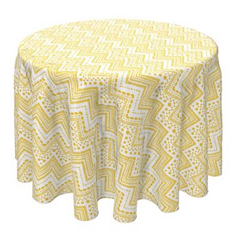 Round Tablecloth, 100% Cotton, 60 Round", Patterned Zig Zag