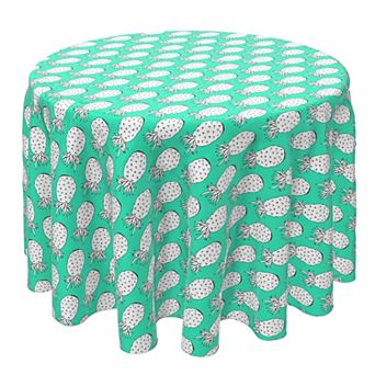 Round Tablecloth, 100% Cotton, 60 Round", Neon Pineapples