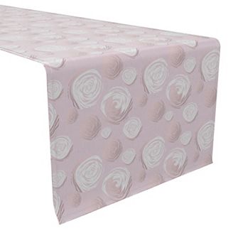 Table Runner, 100% Cotton, 16x90", Illustrated Blush Roses